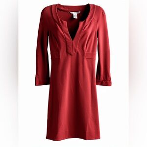 Diane Von Furstenberg Red Long Sleeve Dress